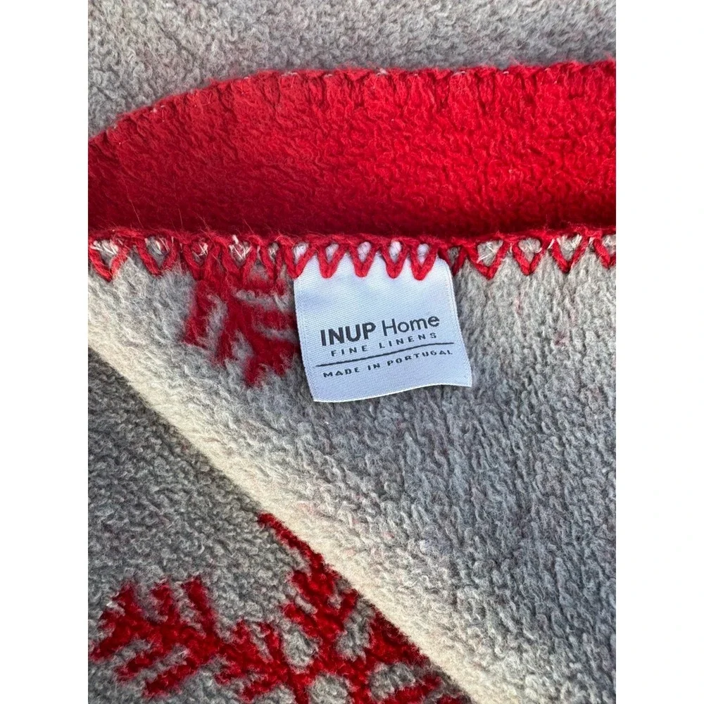 INUP Home Portugal Christmas Snowflake Blanket Red Gray 47x56 Holiday Cotton X
